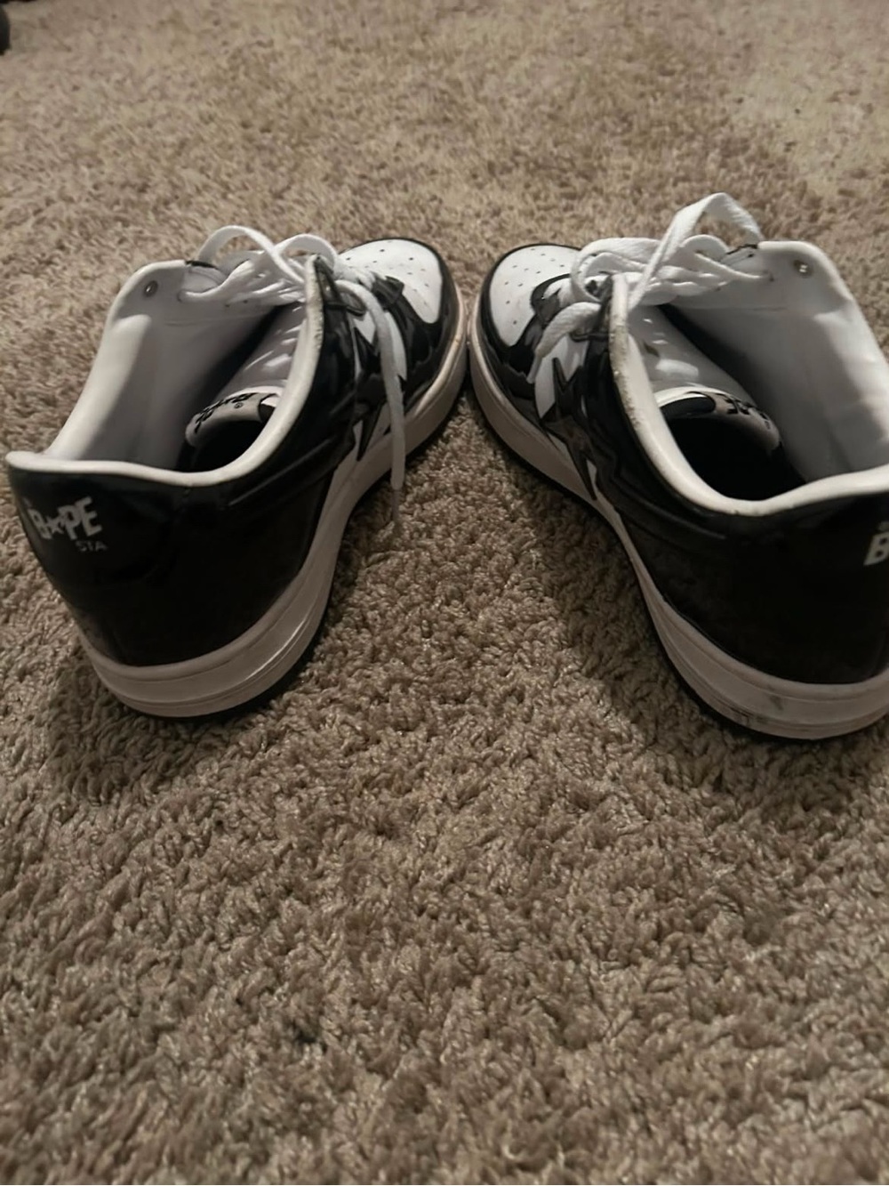 Bape men  Black & White Low-Top Sneakers
